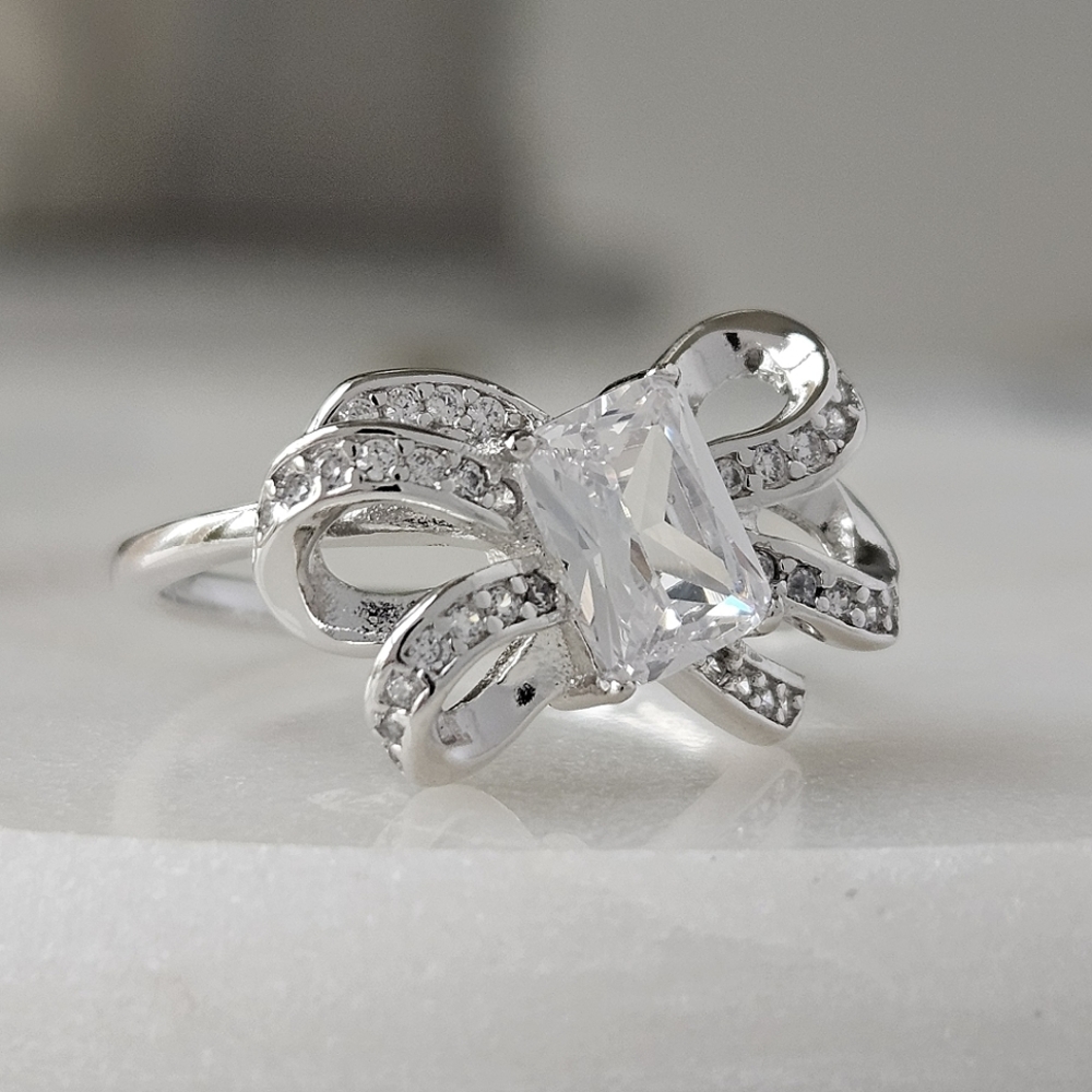 Bow Ribbon Ring, 925 Sterling Silver Charmed Aroma